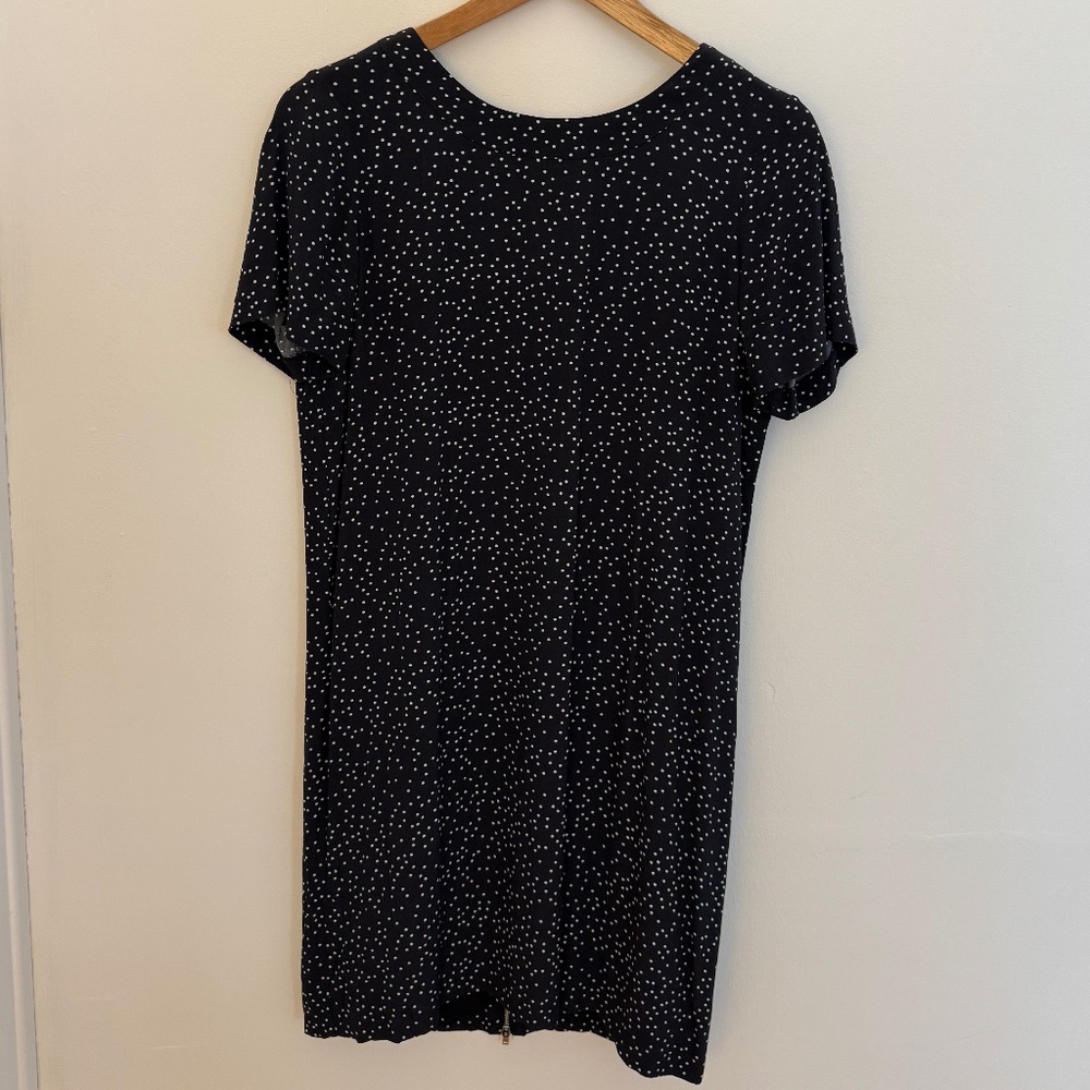 Madewell Polka Dot, Zipper, Deep V-back Shift Dress SZ 0